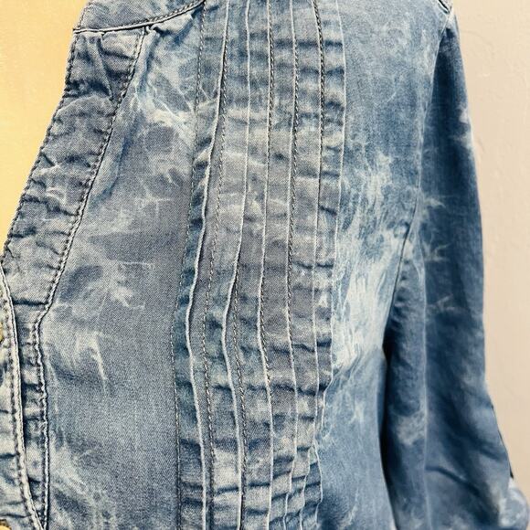 Ruby Rd Petite Women’s PS Tie Dye Shirt Soft Pleats Button Front V Neck ( A0126) - Picture 2 of 5